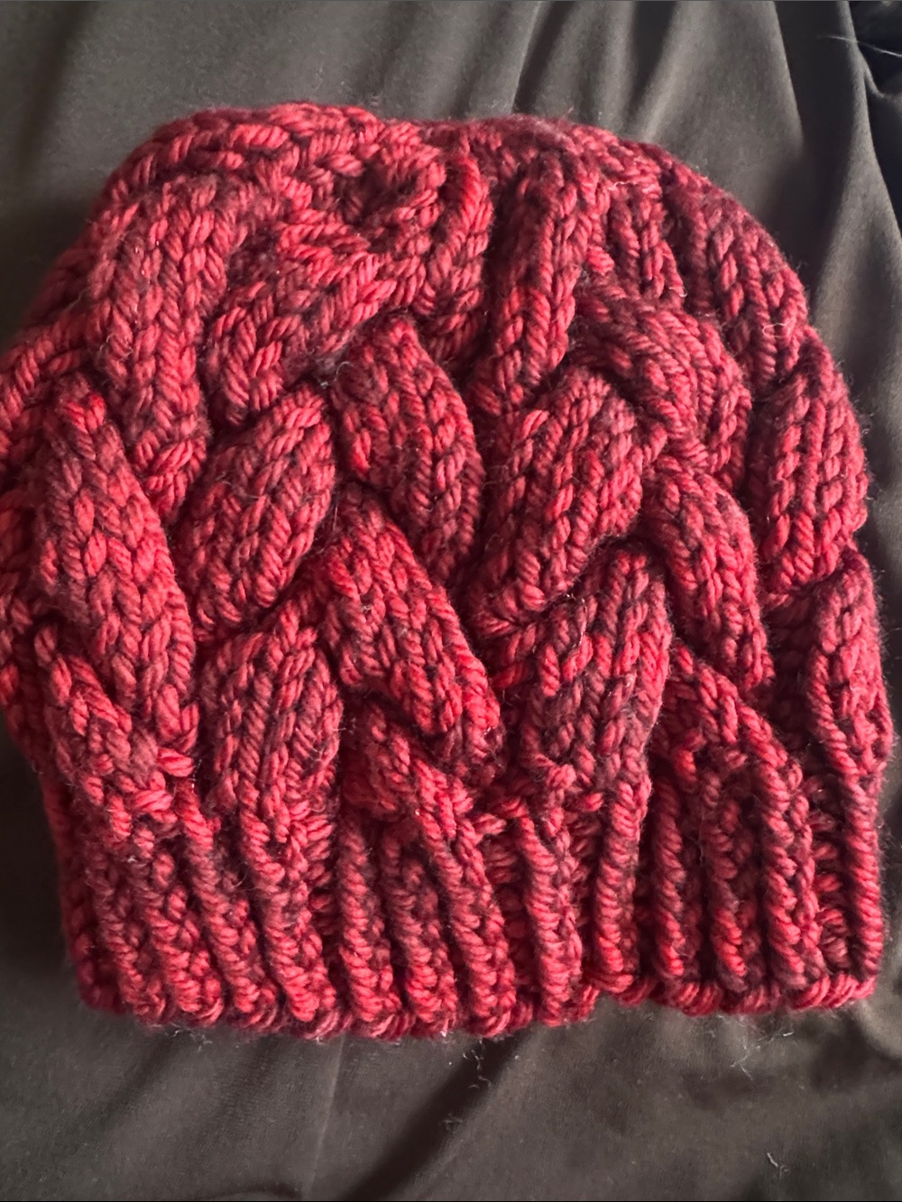 Merino Red Cable Knit Beanie - Women Accessories